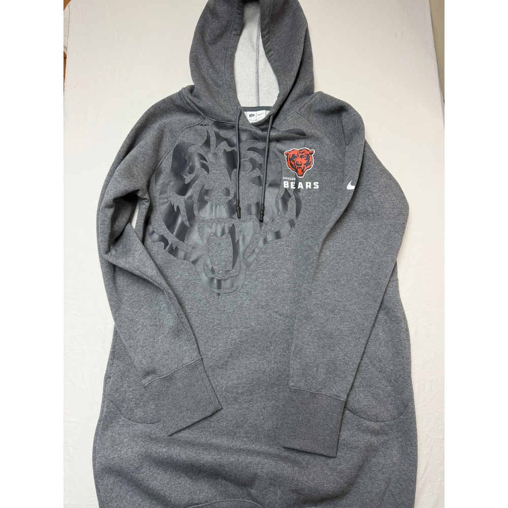 Nike NFL Chicago Bears Women Gray Hoodie Sweatshirt Dress Medium Graphic Fleece